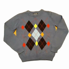 Class Club Boys Argyle Sweater Size L 12 14 Cotton Blue Long Sleeve Washable