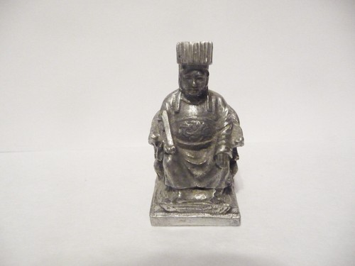 THIMBLE VINTAGE PEWTER BUDDHA SITTING ON HIS THRONE