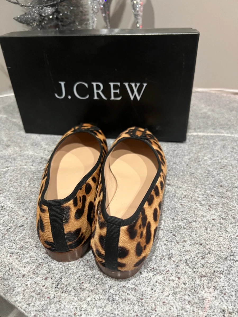 J Crew Collection Women Academy Calf Hair LEOPARD Flat Loafers Size 7.5