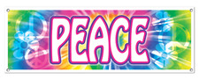 PEACE SIGN INDOOR OUTDOOR YARD BANNER COLORFUL, 5 FOOT, NEW FROM STORE