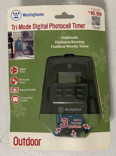 Westinghouse Tri Mode Outdoor Digital Photocell Timer 3 Grounded Outlets