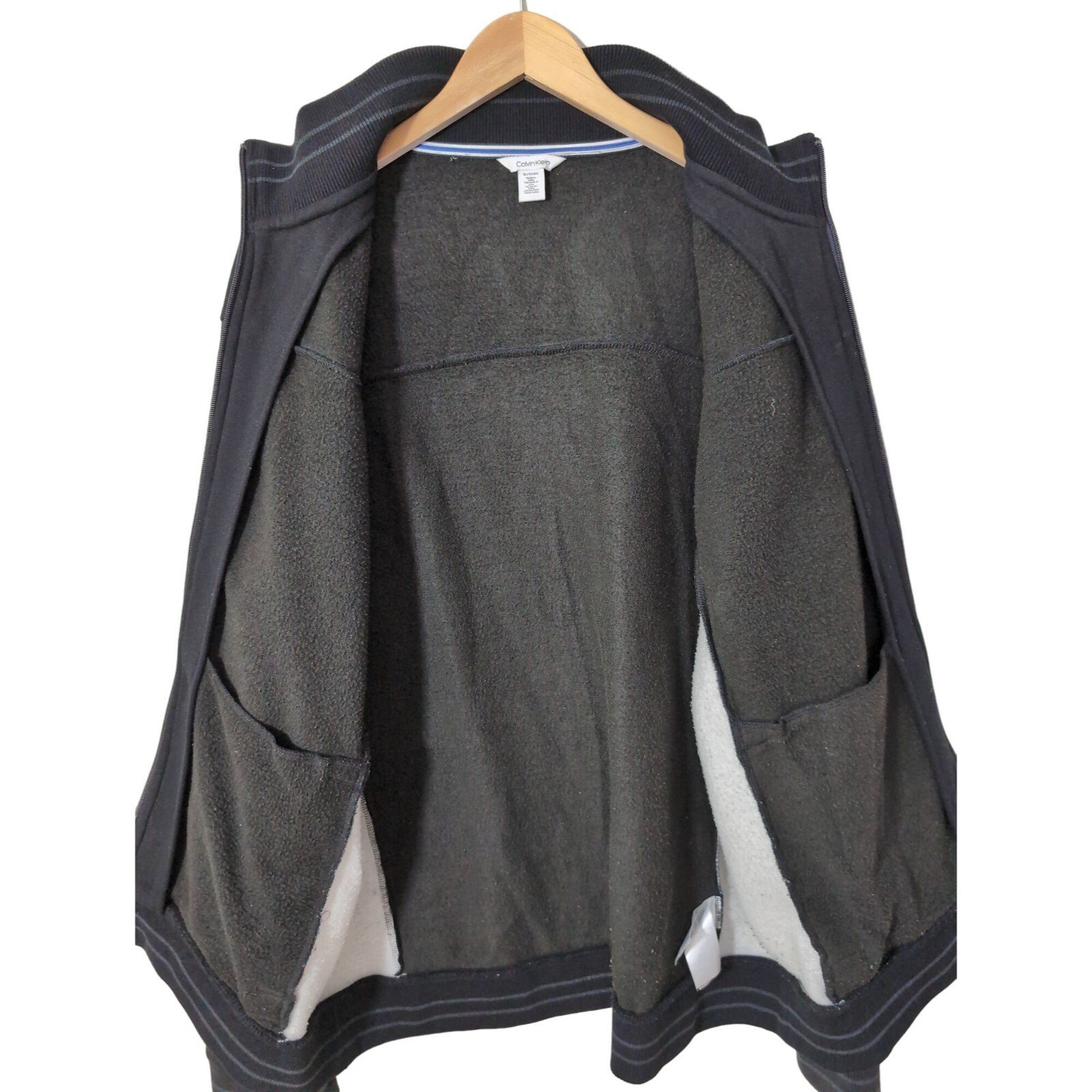 Calvin Klein Full Zip Jacket Mens XL Black Gray Fleece Lined Casual Everyday thumbnail 3