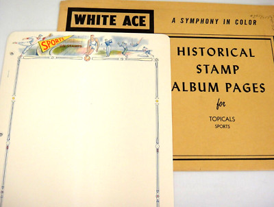 White Ace 12 Blank Topical Sports on Stamps Illustrated Border Pages