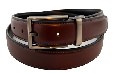 Belt Reversible Mens Double Sided Faux Leather Black/Brown 