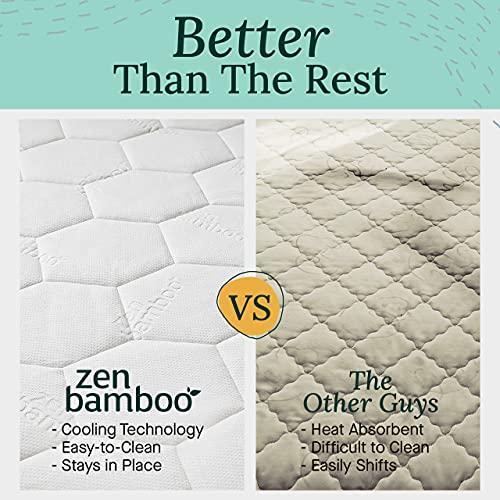 Zen Bamboo Mattress Pad Cover Cooling Bed Topper & Waterproof