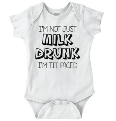 Not Just Milk Drunk Funny Shower Nerdy Gift Newborn Baby Boy Girl Infant Romper