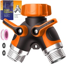 2 Way Garden Hose Splitter with Shut Off Valve Water Spigot Splitter for 3/4