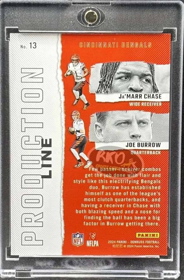 Tarjeta de inversión Ja’Marr Chase Joe Burrow RARA DOBLE HOLO FOIL PANINI BENGALS COMO NUEVA Foto 2 de 4