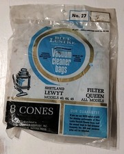 Vintage Blue Lustre Vacuum Cleaner Bags #27 Fits Filter Queen Shetland Lewt NOS