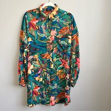 Vici Dress Women's Large Abstract Tropical Floral Leaf Resort Cruise Vacaction