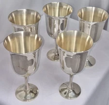 LOT of 5 Salem of Portugal Silver Plated Wine Goblets 6.75" Tall 3.5" Wide