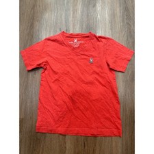 Kids Psycho Bunny Red V-Neck T-Shirt Size L 14 16 Pima Cotton Bunny Logo