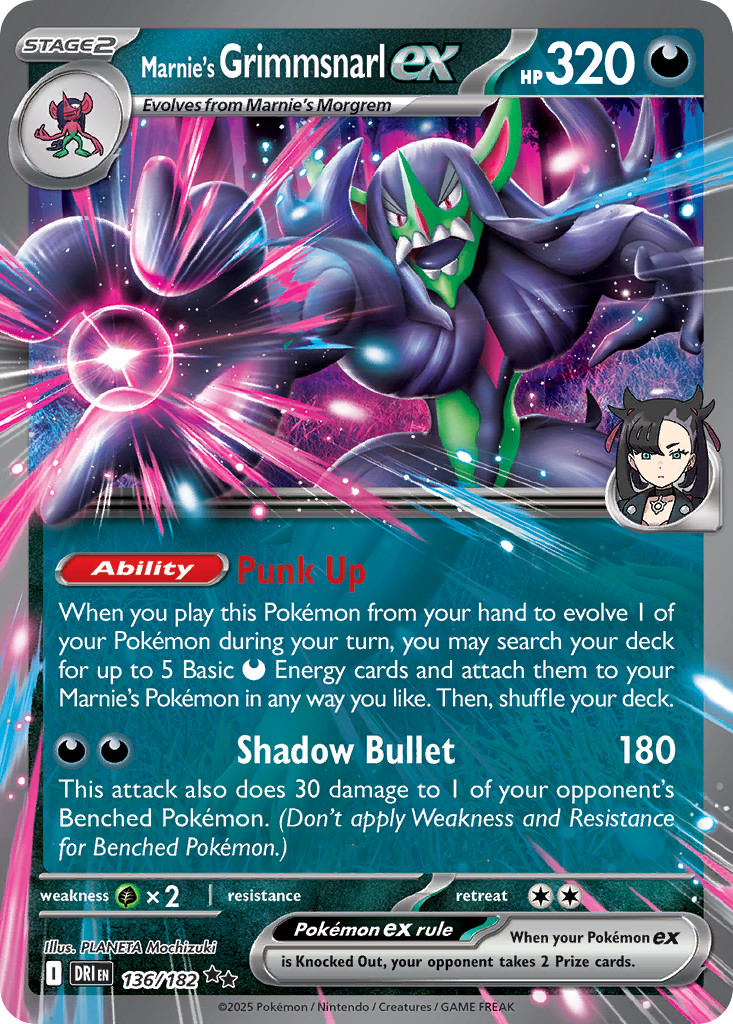 Marnie's Grimmsnarl ex 136/182 Double Rare Destined Rivals Pokemon Holo NM
