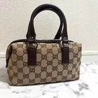 GUCCI Mini Boston Bag GG Canvas Leather Brown 113009