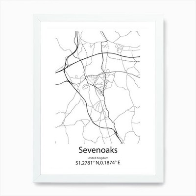 Sevenoaks,United Kingdom Minimalist Framed Wall Art Poster Canvas Print Picture