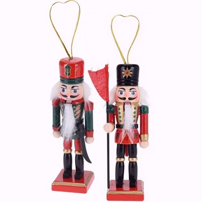 Nussknacker Weihnachtsdeko Kiefernholz Polynesische Ornamente 2er Set