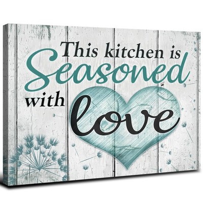 Teal Kitchen Wall Art Dandelion Prints Rustic Love Inspirational Quotes Wall ...