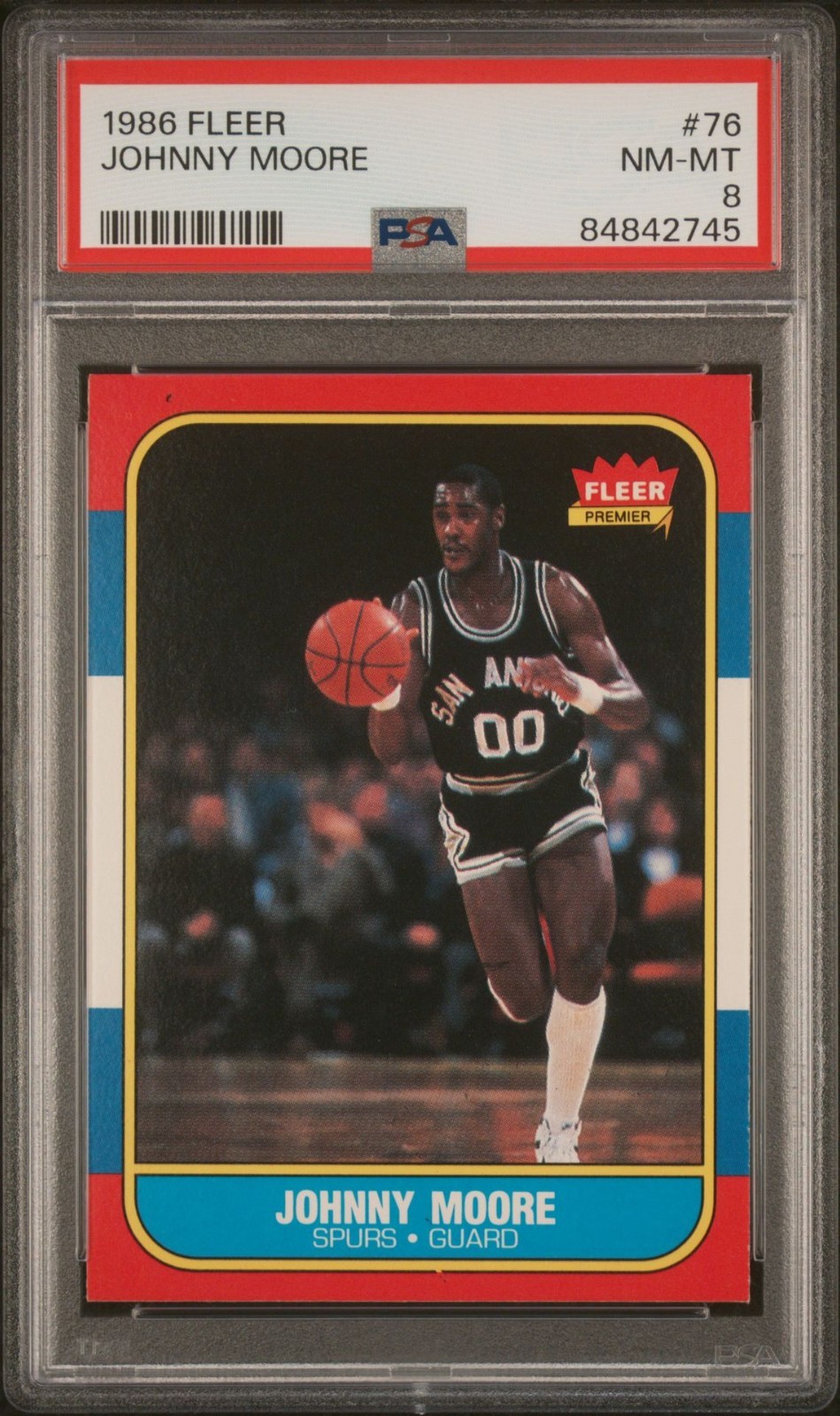 1986 FLEER #76 JOHNNY MOORE PSA 8
