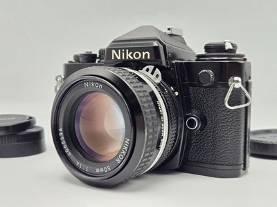 Nikon FE Black SLR 35mm Film Camera + Ai 50mm F1.4 Lens From Japan |