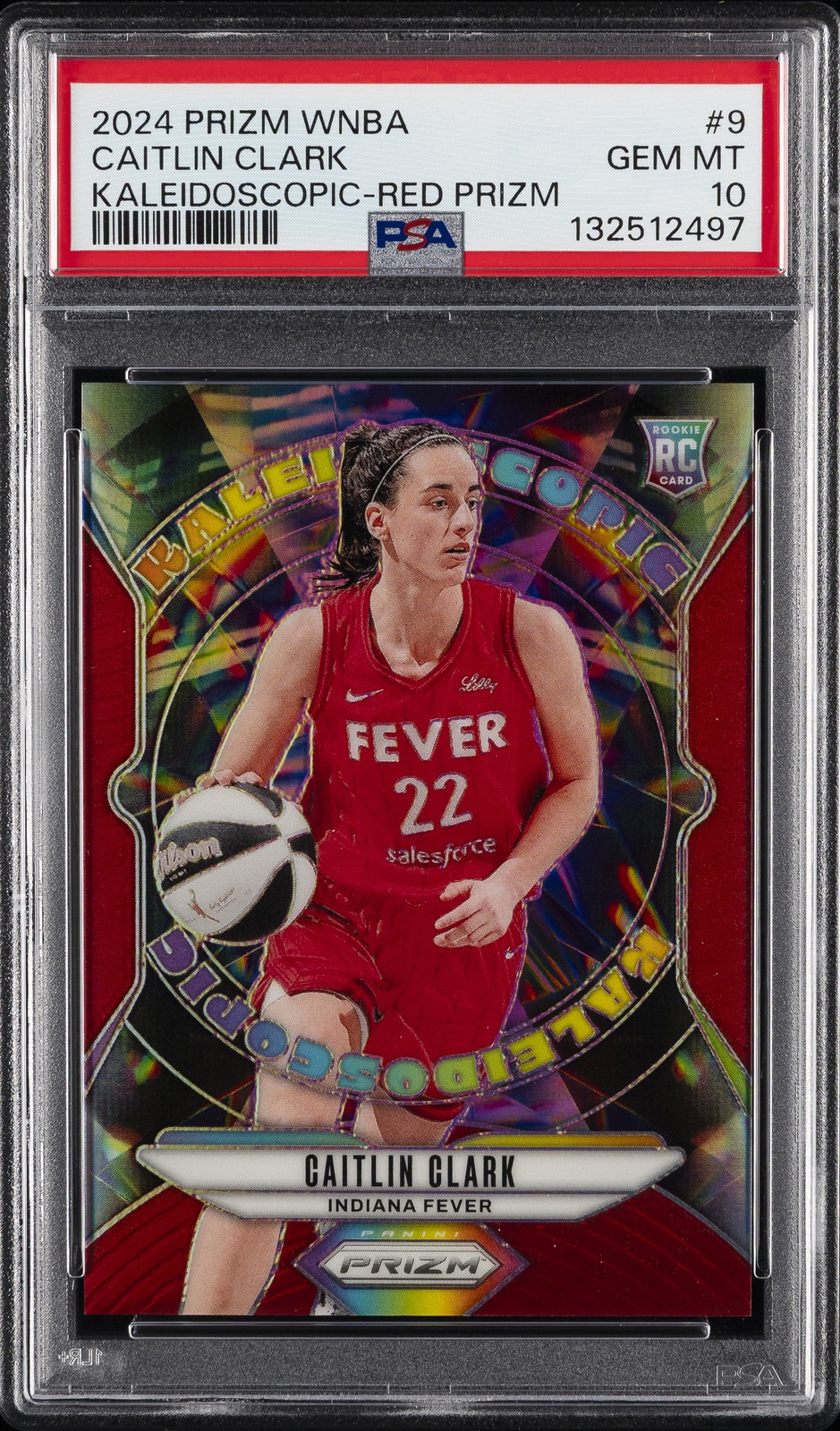 2024 PANINI PRIZM WNBA KALEIDOSCOPIC RED PRIZM #9 CAITLIN CLARK 16/99 PSA 10