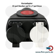 LKW Adapter 24V Steckdose Kurzadapter 15 polig auf 2 x 7 polig ISO ADR 15/2x7
