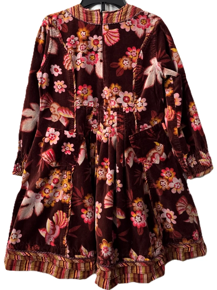 Маслянистый бархат птица цветочный платье 6 6 X 116 оборки длинным рукавом праздник День благодарения - Изображение 2 из 4