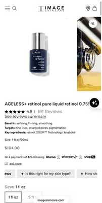 Image Skincare AGELESS+ Retinol Pure Liquid 0.75% 1 oz