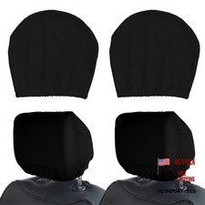 4 Pcs Universal Car Headrest Cover, Black Polyester Headrest Covers for Car,