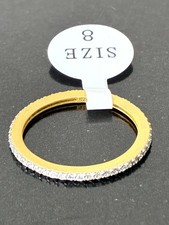 Sterling Silver 925 Gold Tone Pavé Ring Sz 8...