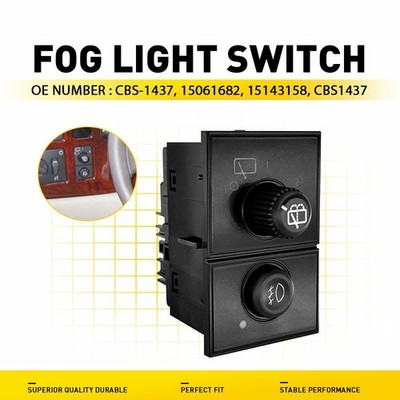 Black Fog Light Control Switch 1X CBS1437 For 2003 - 2005 2006 Cadillac Escalade