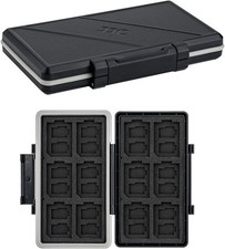 36 Slots Memory Card Case Water-Resistant Anti-Shock For 12x SD 24x TF, Black