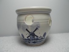 Vintage Rimac Baarn Delfts Blue Holland Windmill Planter Bowl Vase Flowerpot