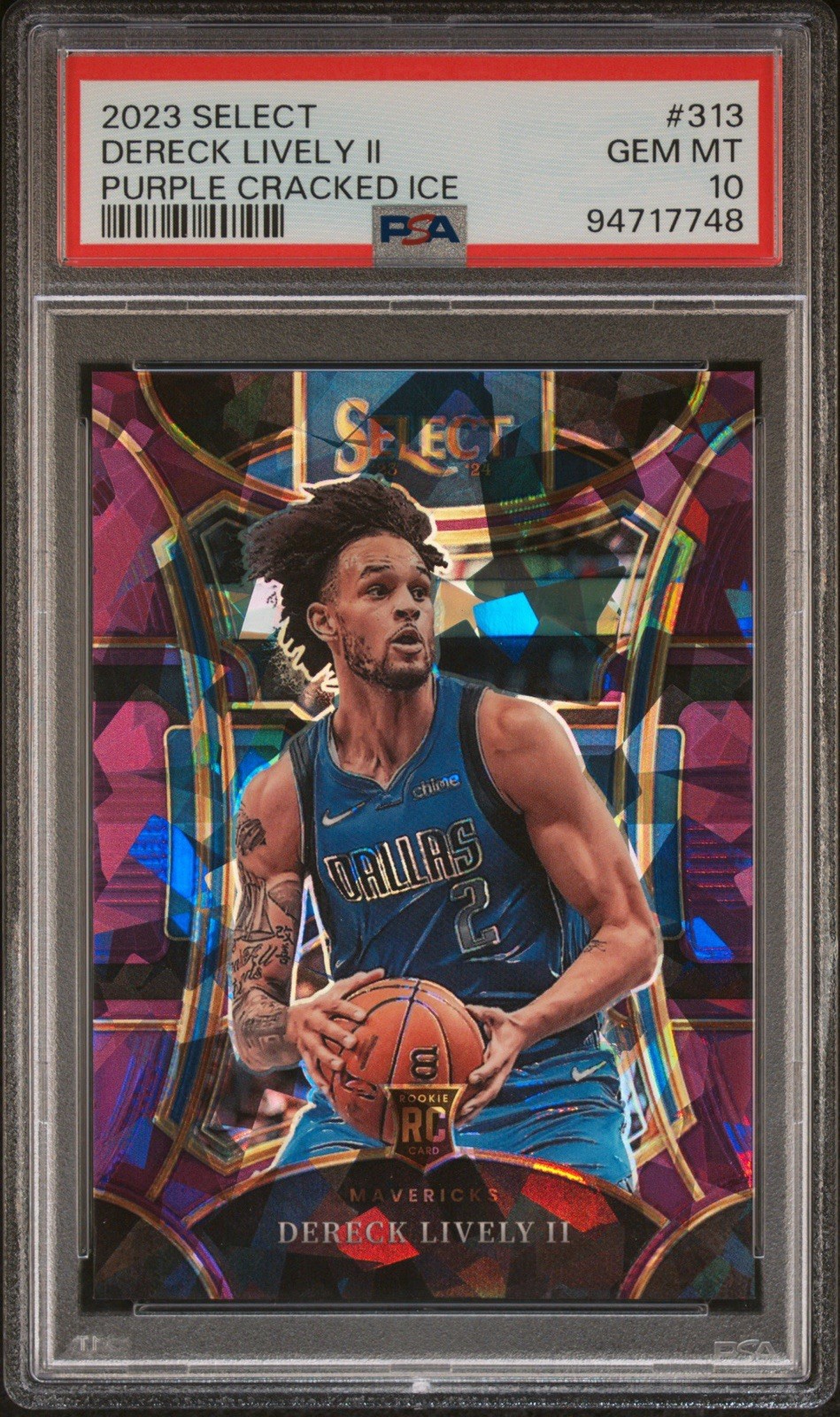 PSA 10 2023 Select 313 Purple Cracked Ice Dereck Lively II RC Prizm /99 POP 9!