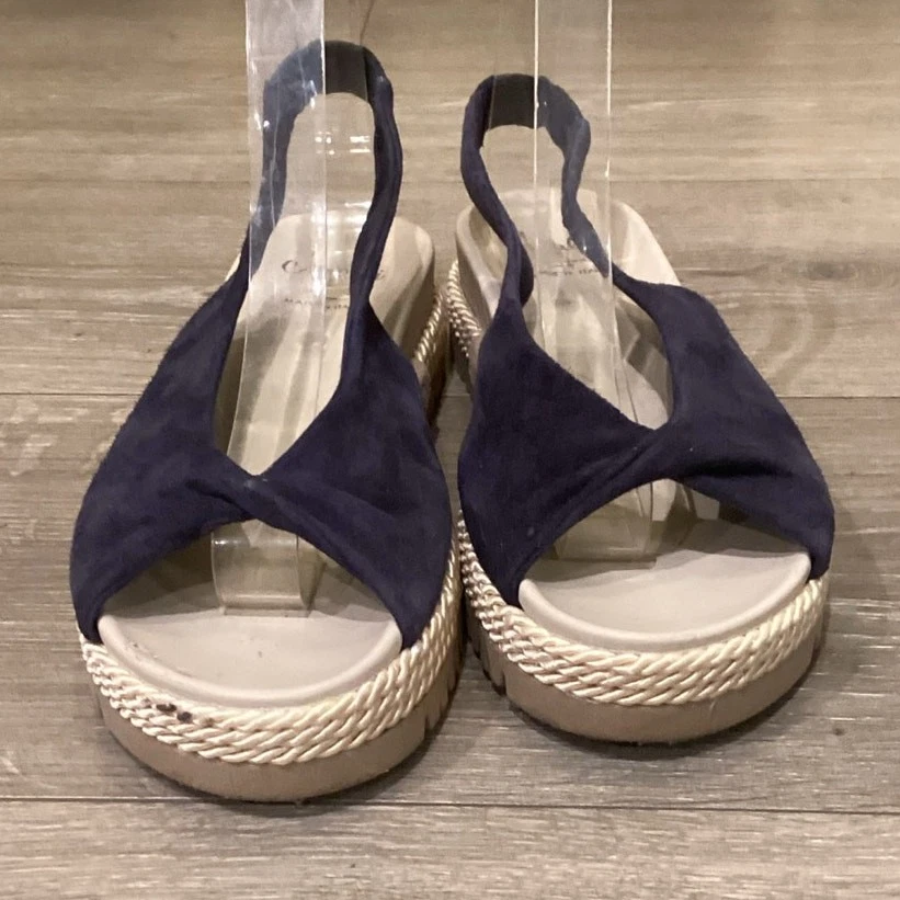 Sandalia de gamuza Amalfi para mujer con cordones planos 7,5 N azul marino blanco Nautical Resort Foto 2 de 4