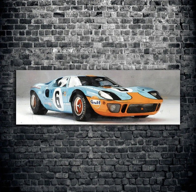 Ford Gt40-Gulf Poster 60x180cm Historie,Leinwand,Ikone,Sportwagen,Garage,Schlafz