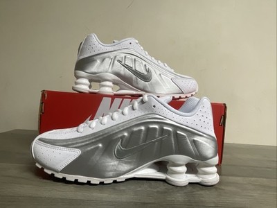Nike Shox R4 White Metallic Silver Sneakers Shoes CW2626-101 GS
