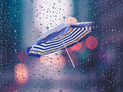 GIGANTIC 72'' Lighthouse Themed Colorful Rain Doorman 3-PERSON Umbrella 25z