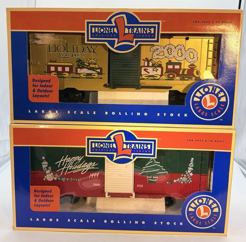 Lionel Trenes Gran Escala Material Rodante Navidad Box Car 2000 8-87018 y 1999 8-87021 | Condition: Used
