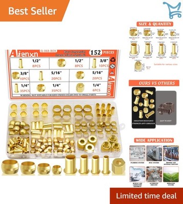 152PCS Brass Compression Fittings Assortment Kit for Air Fuel Water Oil Lines