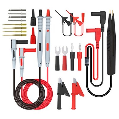 Extensive Multimeter Test Leads Collection 21Pcs With Safety And Adaptors