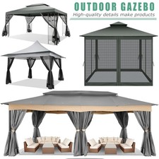 Outdoor Gazebo 11x11 12x20 Heavy Duty Canopy Patio Tent With Mosquito Netting