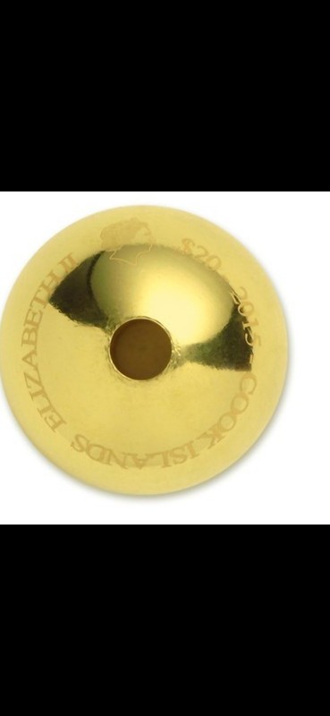 RARE! 5 Gram Gold 2015 Cook Islands $20 Sphere Coin Rare! 999.9 