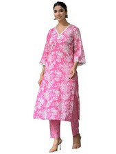 GoSriKi Women's Rayon Blend Straight Printed Kurta with Pant
