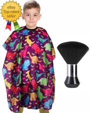 Kids Barber Cape with Neck Duster Brush Professional Salon Hair Cutting Cape