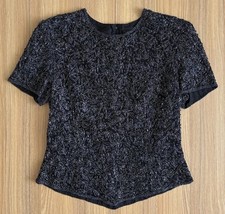 Vintage Papell Boutique Evening Silk Beaded Top Wmns S Embroidered Glam Cocktail
