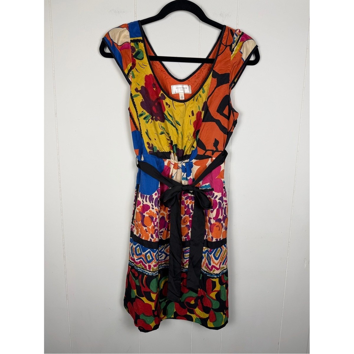 Moulinette Souers 100% Silk Dress Anthropology Abstract Artsy Dopamine Size 2