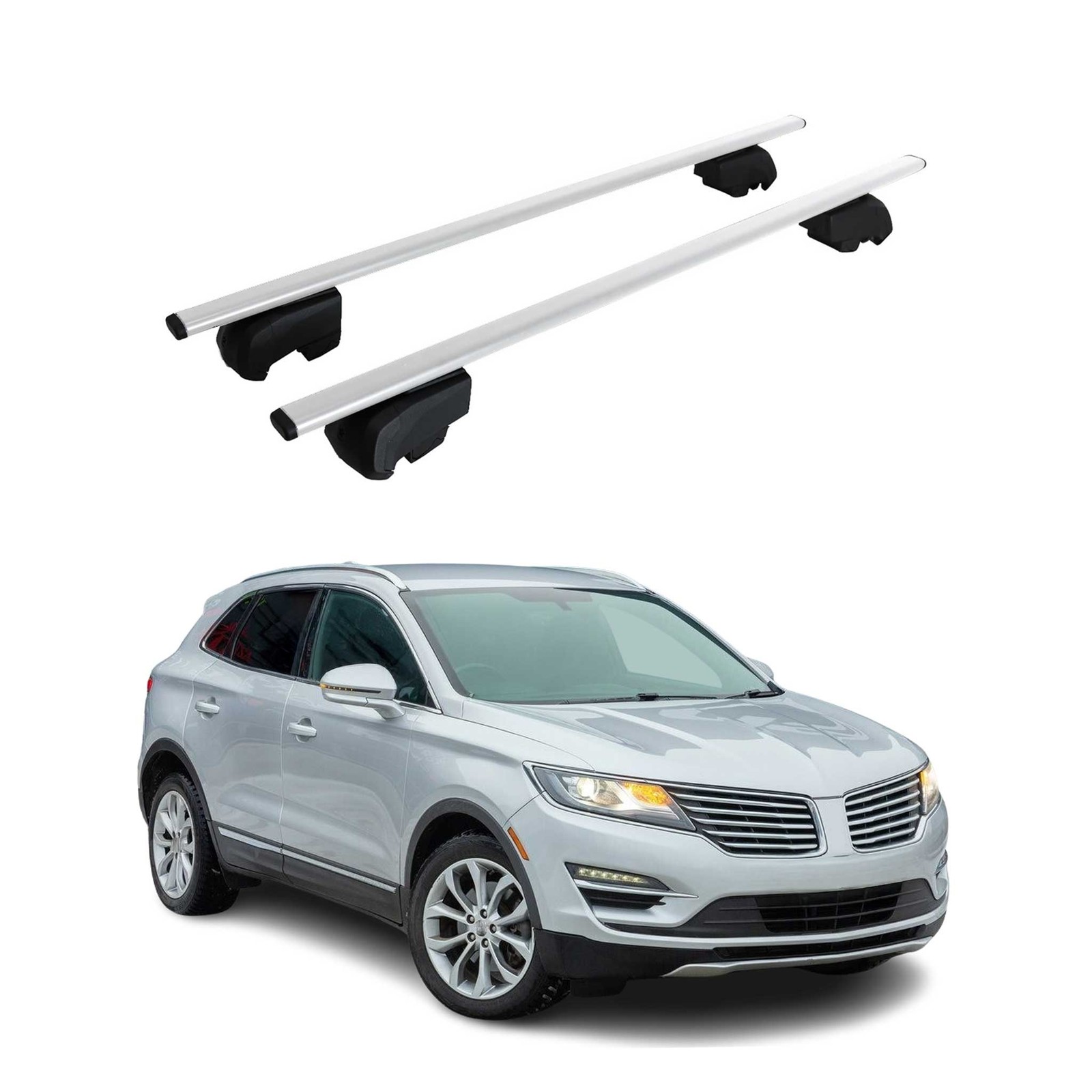 Barres de toit transversales fer argent pour Lincoln MKC 2015 2016 2017 2018 2019