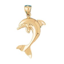 Dolphin Charm Pendant 14k Gold