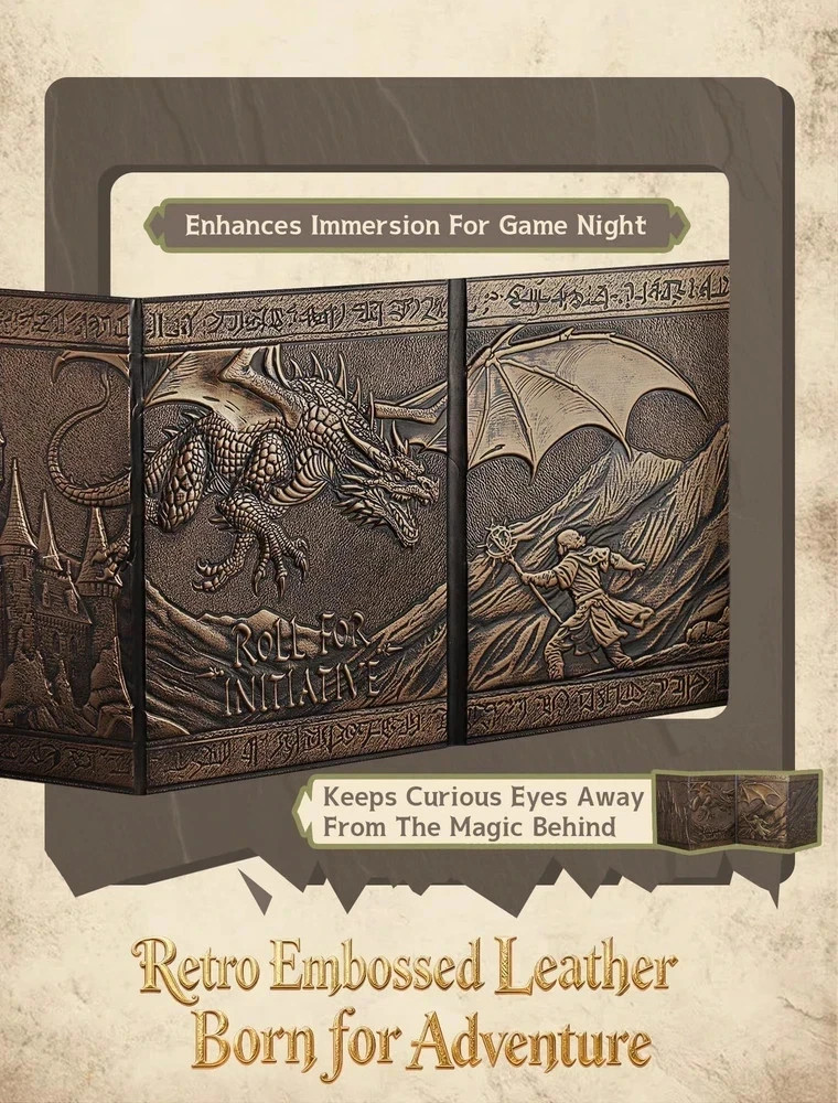 Trymaker Dm Screen 5e, DND Dungeon Master Screen Faux Leather, Gm Screen, D&D