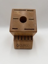 CUTCO 13-Slot Wood Knife Block Oak Holder Storage 12 Knives + Sharpener USA Made